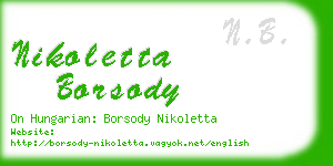 nikoletta borsody business card